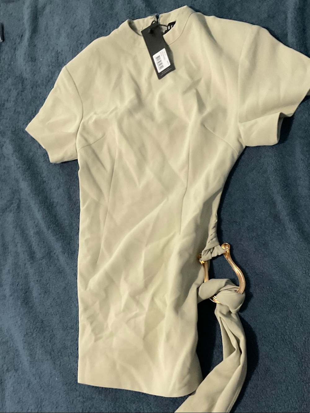 Lioness Sage Green Mini Dress with Gold Accent